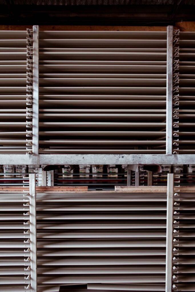 Timber drying on racks
